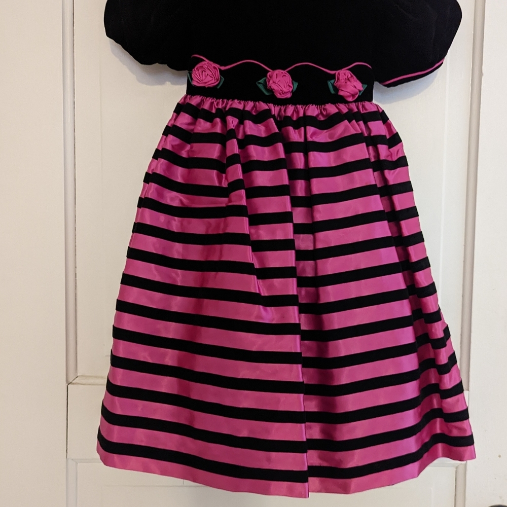 Bonnie Jean NY black and pink formal dress with cute flowers size 5 - Picture 4 of 8